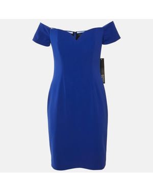 Badgley Mischka Crepe Off Shoulder Mini Dress - Blue