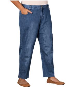On The Plus Side Plus Size Premium Wide Leg Five Pocket Denim Jeans - Blue