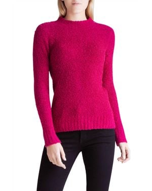 Kensie Fuzzy Boucle Long Sleeve Sweater - Red
