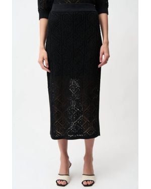 Joseph Ribkoff Open Stitch Pencil Skirt - Black