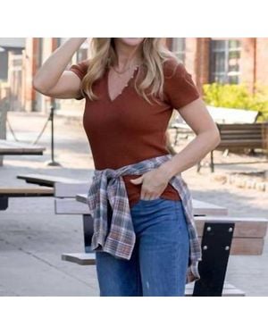 Grace and Lace Any Day Waffle Tee - Blue