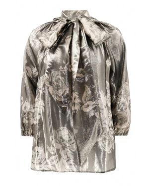 CHRISTY LYNN Tamara Silk Tie Neck Blouse - Gray