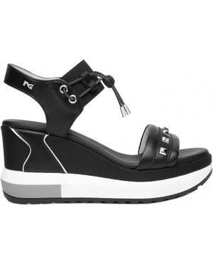 Nero Giardini Jade Wedge Sandals - Black