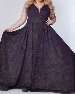 Sydney's Closet Glitter Floor Length Gown - Blue