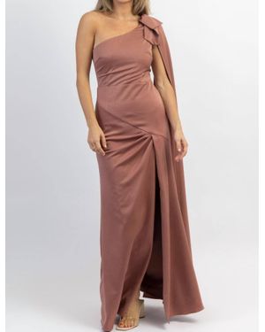 Lena® One Shoulder Sash Satin Maxi Dress - Red