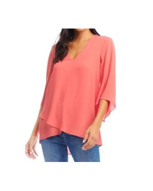 Karen Kane Bracelet Sleeve Asymmetric Top - Pink