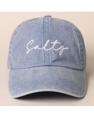 Fashion CITY Salty Lettering Embroidery Baseball Cap - Blue
