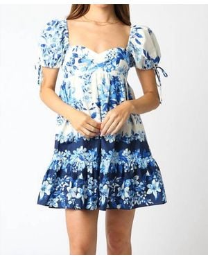 Olivaceous Ava Floral Dress - Blue