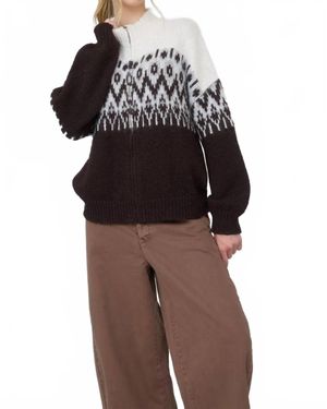 Blu Pepper Fair Isle Half Zip Sweater - Black