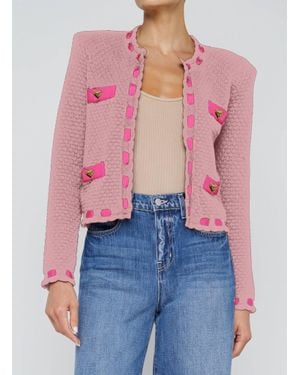 L'Agence Astor Contrast Trim Cardigan - Pink