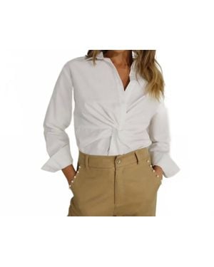 Mulla Front Twist Button Down Shirt - White