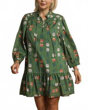 Umgee Floral Mini Dress - Green