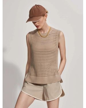 Varley Darin Longline Knit Tank Top Cashmere Stone Sleeveless Red876 - Natural