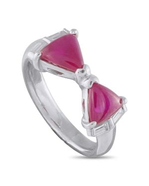 LB Exclusive Platinum 0.33 Ct Diamond And 2.37 Ct Ruby Ring Mf54-101725 - Pink