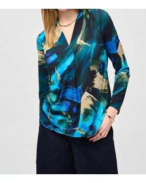 Joseph Ribkoff Abstract Print Top - Blue