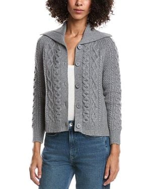 Forte Wool & Cashmere-Blend Luxe Cable Cardigan - Gray