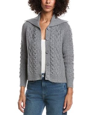 Forte Wool & Cashmere-Blend Luxe Cable Cardigan - Gray