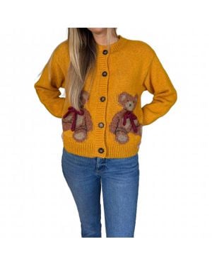 SOFIA The Label Emma Teddy Bear Buttoned Cardigan - Orange
