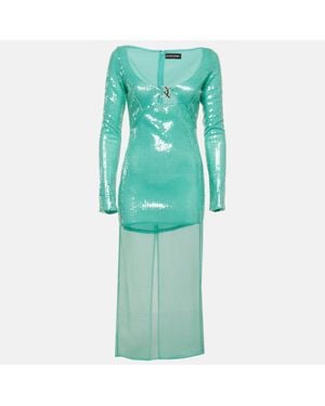David Koma Pastel Sequin Midi Dress - Blue