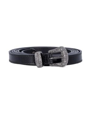 Golden Goose Textured Leather Slim Belt - Black