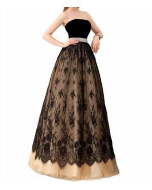 Angela & Alison Strapless Velvet And Tulle Ballgown - Brown