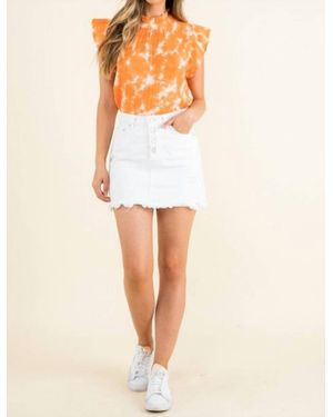 Thml Tie-Dye Ruffle Neck Cotton Blouse - White