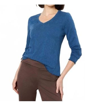 NIC+ZOE Lace Knit Tee - Blue