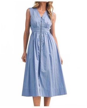 ..,merci Cotton Zipper Front Midi Dress - Blue