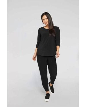Sympli Go To Classic T Relax 3/4 Sleeve Top - Black