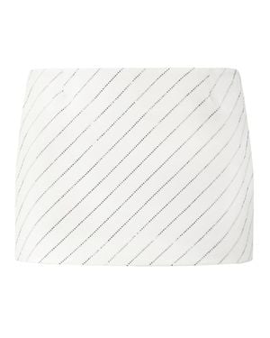 Philipp Plein Cady Mini Skirt Crystal Pinstripe - White
