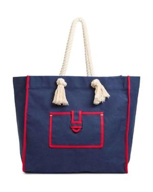 Clare V. Beach Marine Canvas Tote Bag - Blue