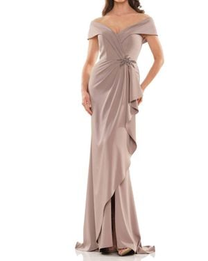 Marsoni by Colors Faux Wrap Off The Shoulder Dress - Gray