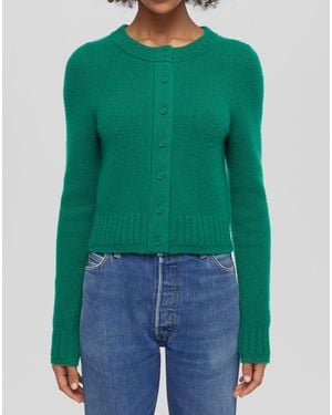 RE/DONE Baby Crew Cashmere Cardigan - Green