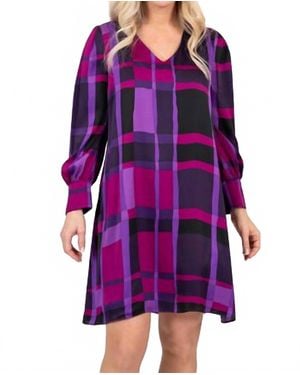 Scapa Plaid Shift Mini Dress - Purple