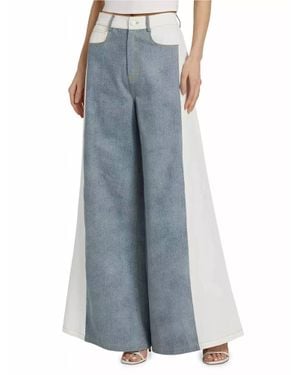 The Femm Perrie Colorblocked Flared Jeans - Blue