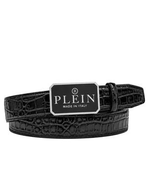 Philipp Plein Leather Belt Plein Made - Black
