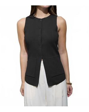 The Workshop Button Down Sleeveless Knit Vest - Black