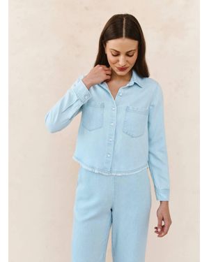 Bella Dahl Two Pocket Fray Hem Shirt - Blue