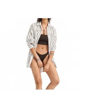 Vitamin A Playa Linen Boyfriend Shirt - Black