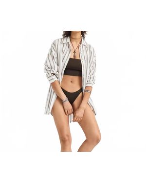 Vitamin A Playa Linen Boyfriend Shirt - Black