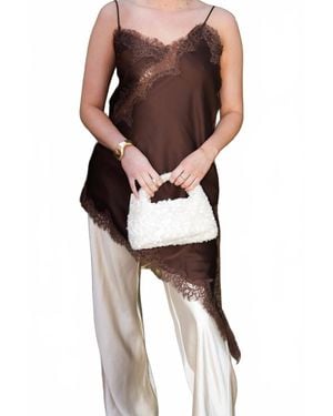 Sundayup Emmott Asymmetrical Lace Top - Brown