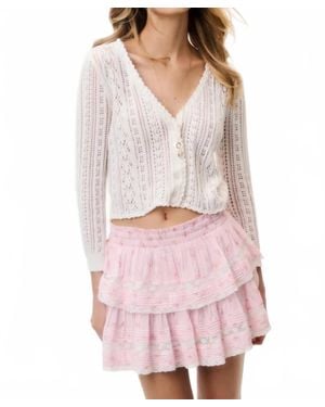 LoveShackFancy Danilara Crochet Cardigan - Gray