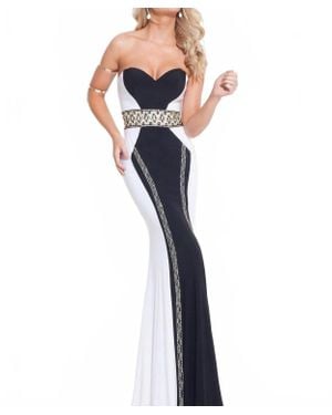 Rachel Allan Beaded Jersey Strapless Prom Gown - Blue
