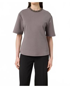 Soaked In Luxury Magana Glitter Short Sleeves Blouse - Gray