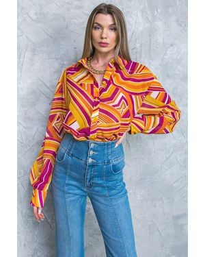 TRUEDAMES Lively Cham Woven Top - Blue