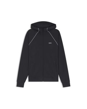BOSS Piping-Detail Zip-Up Hoodie - Blue