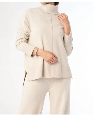 Coco + Carmen Heavenly-Luxe Cowl Neck With Rib Trim Sweater - Natural