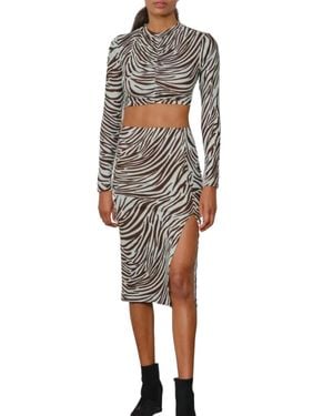 Endless Blu. Open-Back Top And Midi Skirt Set - Multicolor