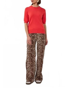 EsQualo Leopard Wide Leg Pants - Red