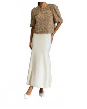 Lalavon Calla Sequin Skirt - Natural